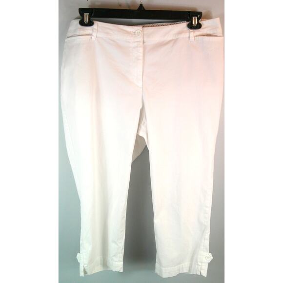 Talbots The Perfect Crop Curvy Women's 14 Petite White Elastic Button Waist - Picture 1 of 5